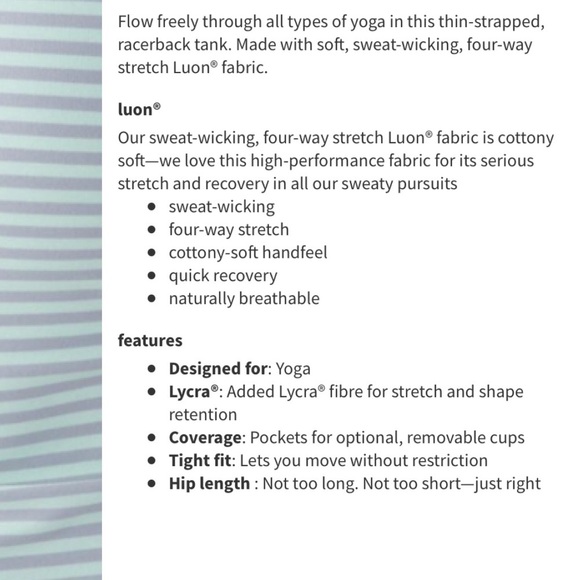 Lululemon Power-Y Tank Classic Stripe Sea Mist 6 - Picture 4 of 8
